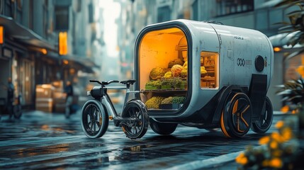 Canvas Print - Futuristic Food Cart.