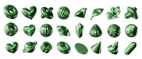 Poster - Green element set pack isolated background 3d rendering	
