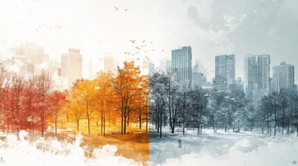 Sticker - Cityscape Seasons.