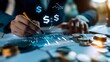 © TawaUStock - Close-up of a policy maker desk with economic data and charts, surrounded by global currency symbols, concept of fiscal strategy