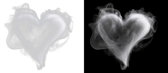 Canvas Print - PNG Smoke heart on black background