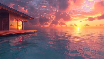 Wall Mural - A sunset over ocean