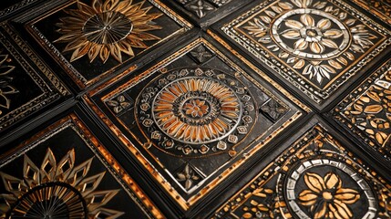 Intricate Bidri metal inlay patterns from India