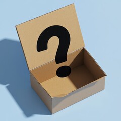 Fototapete - generative AI question mark on box delivery on solid white background.