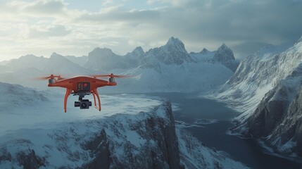 Autonomous AI-driven rescue drones for remote mountain and sea missions: Drones flying over hazardous terrains, searching and rescuing individuals in danger.