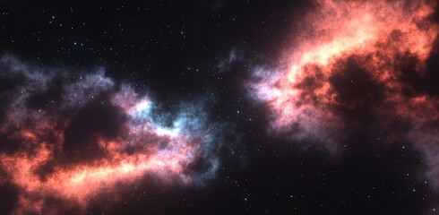 Wall Mural - colorful space galaxy with cloudy nebulae. starry night cosmology.