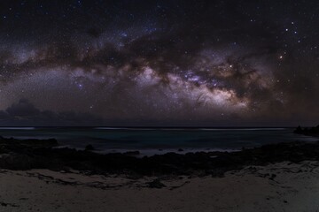 Wall Mural - An idyllic view of the Milky Way over the Indian Ocean at night from the Eastern Cape, South Africa