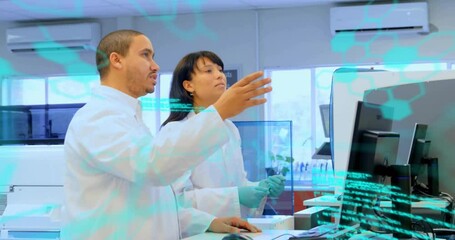 Poster - Animation of scientific data processing over diverse scientists in laboratory