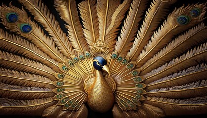 Gold peacock with royal crest