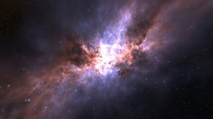Wall Mural - science fiction illustration of nebula gases in deep space, colorful space background with stars in 