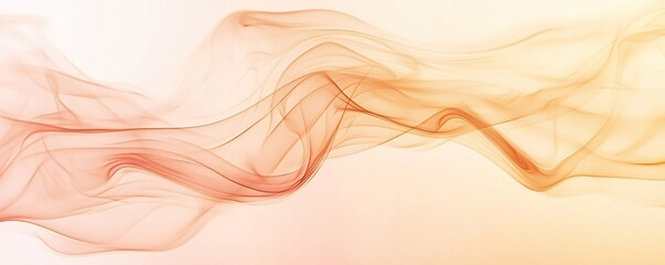 Wall Mural - Delicate swirling abstract smoke in warm orange tones, creating a serene and calming atmosphere.