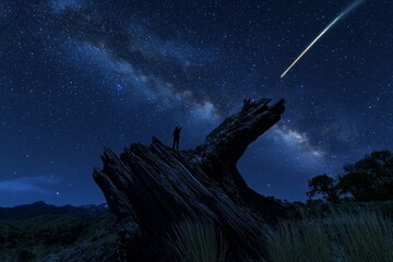 Wall Mural - The universe is observed from a tree's dry trunk