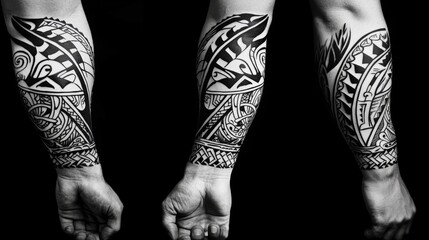 Intricate Polynesian tattoo designs and motifs