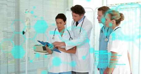 Poster - Animation of data processing over diverse female doctors discussing work
