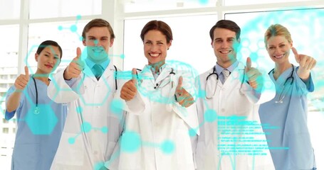 Poster - Animation of data processing over diverse doctors with thumbs up