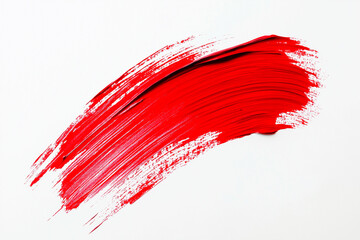 Wall Mural - bright red brush stroke of paint on white background