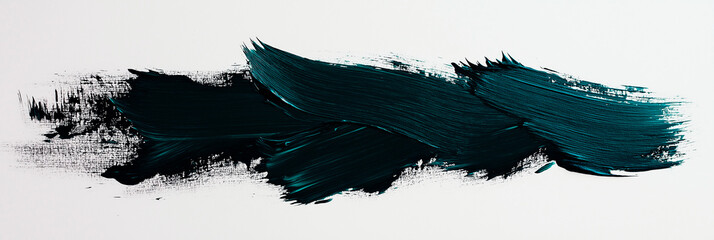 Wall Mural - bright black brush stroke of paint on white background