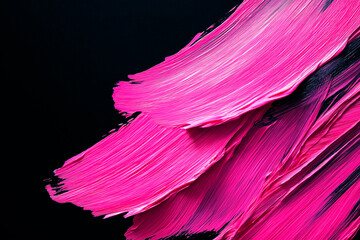 Wall Mural - bright pink brush stroke paint on black background