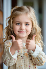 Poster - A little girl giving a thumbs up with her hands