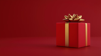 A red gift box isolated on a red background.

