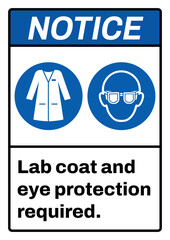 Wall Mural - ANSI notice safety signs_lab coat and eye protection required portrait size a4/a3/a2/a1