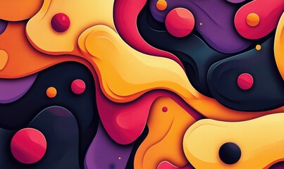 Poster - 2D cartoon style illustration featuring an abstract background design