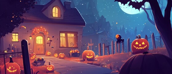 Halloween themed 2D cartoon illustration