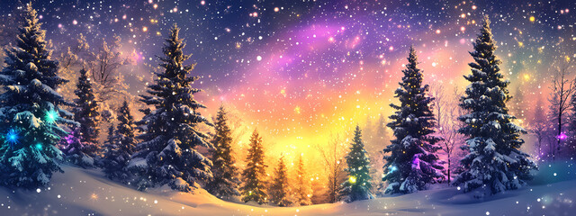 Canvas Print - Colorful Winter Wonderland