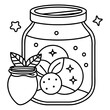 © Shapla - jar of jam items outline coloring book page line art drawing