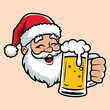 © Tracy - Santa Claus holding a beer mug cartoon illustration