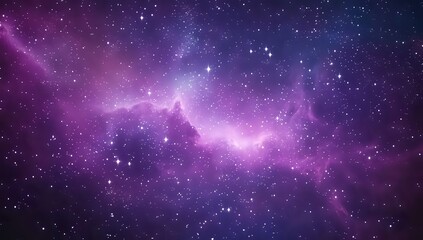 abstract purple and blue galaxy background with white stars.