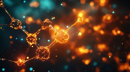 Poster - Abstract glowing molecule structure with a bokeh background