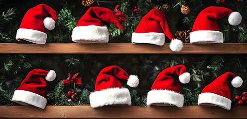 Canvas Print - Christmas hat collection.