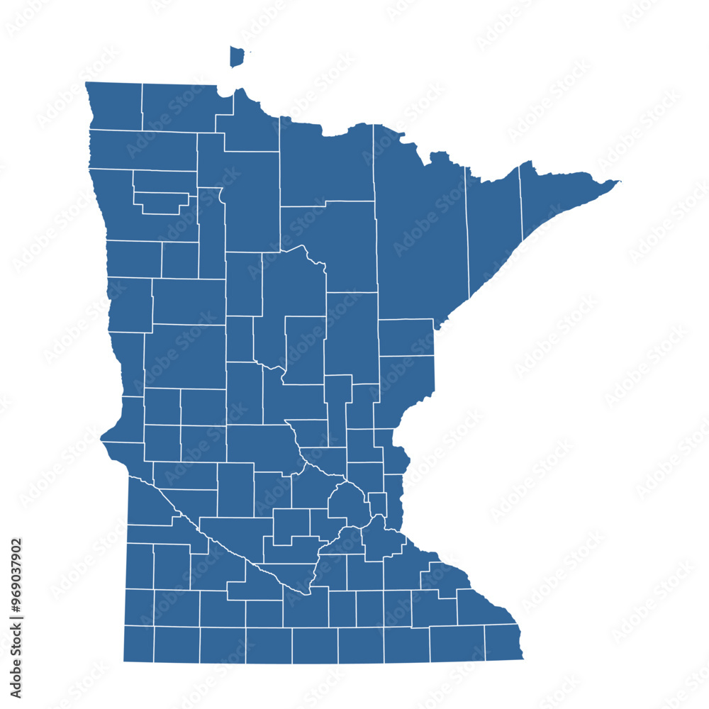 Vector outline map of Minnesota state divided into counties Stock ...
