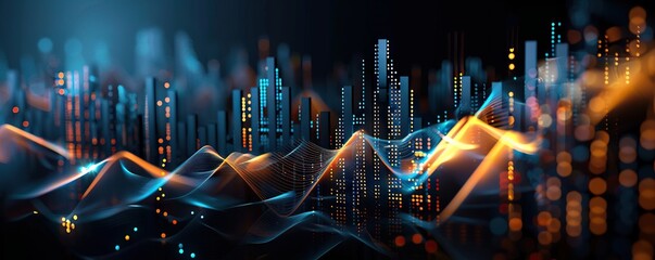 Poster - Abstract technology background with digital data flow. Can be used in the description of network abilities, technological processes, digital storages, science, education, etc.