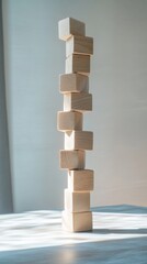 Poster - Stack of wooden blocks casting shadows