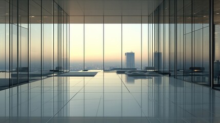 Poster - Modern Office with Cityscape View