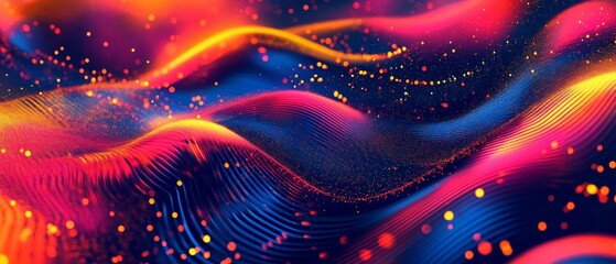 Poster - Vibrant Waves. Abstract Digital Patterns