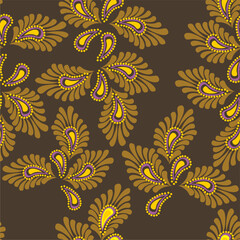 Seamless vector pattern print wallpaper background with paisley ornament ethnic art decor design 