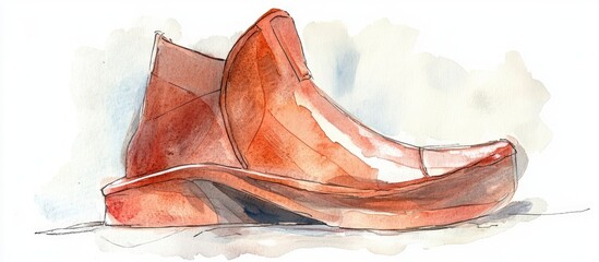 Wall Mural - Abstract watercolor and hand drawn illustration of an iron designed like a shoe or boot