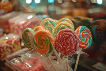 A bouquet of lollipops in various shapes and colors