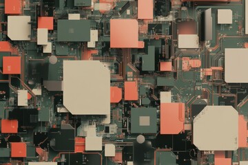 Wall Mural - Intricate Network of Circuitry: A Fusion of Modern Technology and Aesthetic Innovation