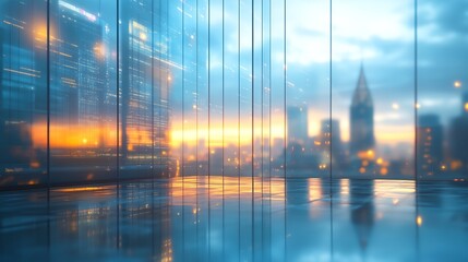 Wall Mural - A city skyline with a tall building in the background