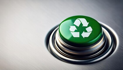 recycling sign with a green button that, zero waste, reuse concept.