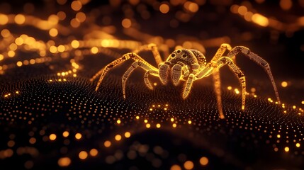 Glowing spider with dark background and light pattern picture