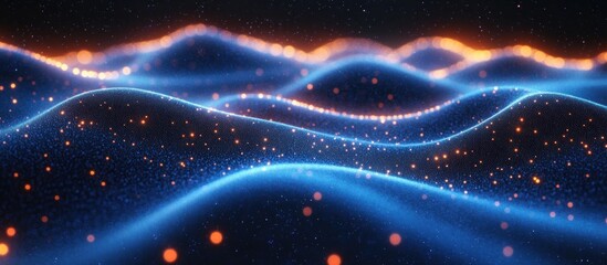 Wall Mural - Abstract Blue and Orange Glowing Waves