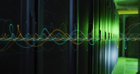 Poster - animation of connections and digital data processing over computer servers