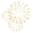 © ptgregus - Festive salute golden noise stipple fireworks bursts isolated on a white background. Graphic halftone grain, pointillism element for New Year, invitation, or congratulation card. Vector illustration