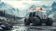 © DrelealStudio - Autonomous AI-powered emergency response vehicles reaching disaster zones: AI-controlled vehicles navigating hazardous terrains to provide immediate emergency relief in disaster-affected areas.