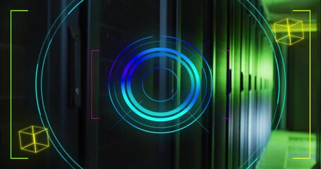 Poster - animation of digital data processing over computer servers